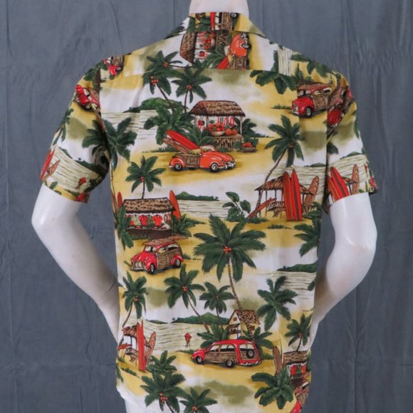 Retro Hawaiian Shirt - RJC - Surfboards and VW Beetles - Men's Medium - Picture 8 of 11